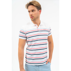 BUDMIL Modern fit galléros póló Férfi M fehér-s.kék 20730267-001251-0399