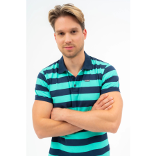 BUDMIL Modern fit galléros póló Férfi XL s.kék-zöld 20730268-002251-0599 férfi póló