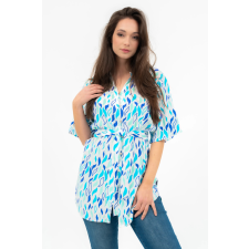 BUDMIL Rövid ujjú blúz Női S fehér-kék 20770075-001251-0299 blúz