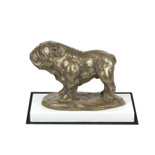  Bulldog I - kutyafigura, fehér alapon készült figura, Art-Dog kutyakiállításra készült trófea játékfigura