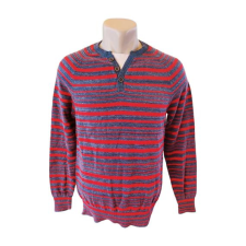  C&amp;A szürke-piros csíkos férfi pulóver (méret: M) férfi pulóver, kardigán