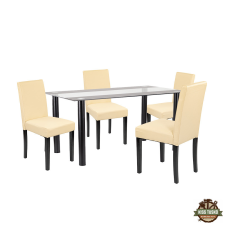  Cadiz 4+1 étkező garnitúra fekete-bézs bútor