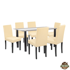  Cadiz 6+1 étkező garnitúra fekete-bézs bútor