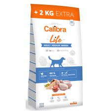 Calibra Dog Life Adult Medium Breed Chicken, 12 kg + 2 kg kutyaeledel