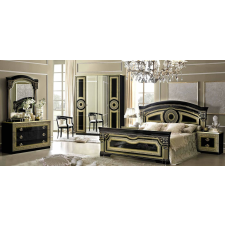 CamelGroup Aida hálószoba - fekete-arany, 180x200 cm ággyal, 4-ajtós szekrénnyel bútor