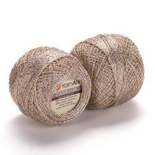  Camellia horgoló fonal - Pezsgő arany (bézs), arany szállal 430 rövidáru