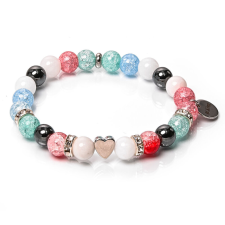  Candy Glitter – Hematit, hegyikristály és jáde ásvány karkötő Szív dísszel, dobozban karkötő