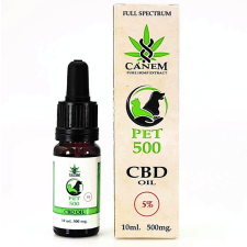 Canem CBD olaj 5% 500mg 10ml Állatoknak (kutyáknak macskáknak) vitamin, táplálékkiegészítő kutyáknak