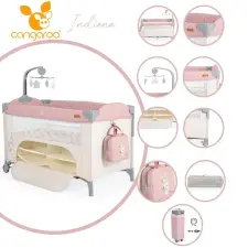 Cangaroo Cangaroo Indiana 2 szintes utazóágy tároló rekesz, kistáska 14kg pink utazóágy