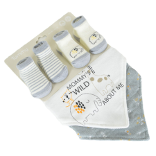 Cangaroo Tummy zokni+nyálkendő szett 2+2db - szürke előke