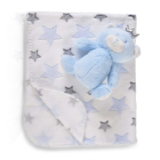Cangaroo wellsoft takaró 90x75 cm plüss játékkal kék maci babaágynemű, babapléd