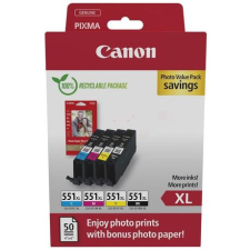 Canon CLI-551XL BK/C/M/Y eredeti tintapatron multipack + fotópapír nyomtatópatron & toner