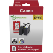 Canon PG-585 / CL-586 Eredeti Tintapatron - Fekete/Színes + Fotópapír 50 db (6205C005) nyomtatópatron & toner