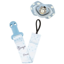 Canpol Babies Canpol babaszalag csipesszel BONJOUR PARIS kék cumi