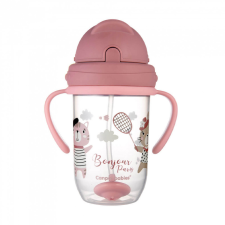 Canpol babies Cseppmentes szívószálas itatópohár nehezékkel, 270 ml, 6 hó+ (pink) itatópohár