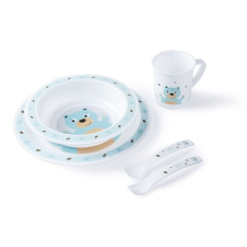 Canpol Babies Műanyag evőeszköz készlet CUTE ANIMALS, Mackó tányér és evőeszköz