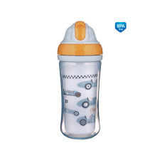 Canpol Babies Sport pohár szilikon flip-top szívószállal, 260 ml, autók babaétkészlet