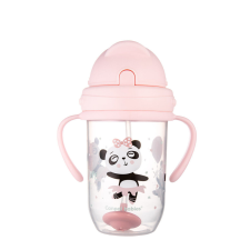 Canpol Cseppmentes szívószálas itatópohár nehezékkel 270 ml (6h+) - Panda itatópohár