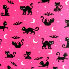 Canvas BOSZICICA, cicás, denevéres pink-fekete pamutvászon méteráru