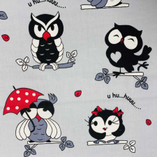 Canvas FUNNY OWLS, vicces baglyok, extra széles pamutvászon méteráru