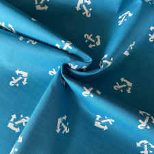 Canvas SAILOR, horgony mintás pamutvászon - kék méteráru