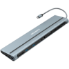 Canyon 14 in 1 hub, with Type C female *2,Type C male *1:max 10Gbps,USBA*3:max 10Gbps,DP*1，VGA*1,SD card slot*1,TF card slot*1,Audio 3.5 audio*1,HDMI*2,RJ45*1,cable length 0.20m,Aluminum alloy housing,76*22.5*301mm,Dark grey (CNS-HDS90)