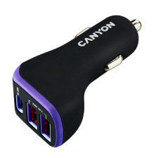 Canyon CNE-CCA08PU 2xUSB + USB-C Autós töltő (18W) mobiltelefon kellék