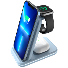 Canyon WS-304 3in1 Vezeték nélküli töltő - Kék (15W) mobiltelefon kellék