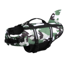  Cápauszonyos terepszínű kisállat mentő& úszómellény -Zöld - L nyakörv, póráz, hám kutyáknak