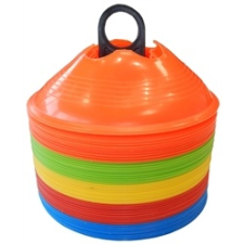  Capetan® 50db-os jelzőbója szett bottartó bevágással, tartóoszloppal 5 színű bójával - tányérbója sz futball felszerelés