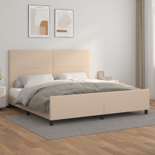cappuccino színű műbőr ágykeret fejtámlával 200x200 cm ágy és ágykellék