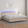  cappuccino színű műbőr rugós ágy matraccal és LED-del 180x200cm