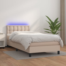 cappuccino színű műbőr rugós ágy matraccal és LED-del 90x200 cm ágy és ágykellék