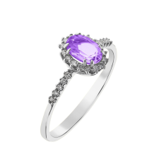  Capri Grotta Purple Ametiszt és Gyémánt 14kt 0.44ct Eljegyzési gyűrű gyűrű