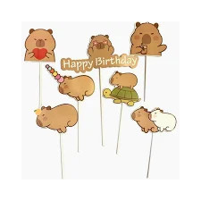 Capybara, capibara papír tortabeszúró,tortadísz 7db/csomag sütés és főzés