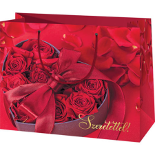 Cardex Vörös rózsa mintás közepes méretű exkluzív ajándéktáska 18x10x23cm ajándéktasak