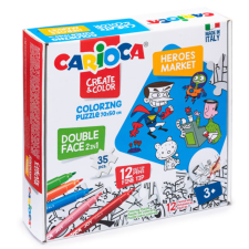 Carioca Hősök színezhető kétoldalú puzzle 12 db filctollal - Carioca puzzle, kirakós