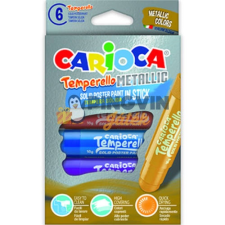 Carioca - Metál fényű tempera stick 6db-os szett ecset, festék