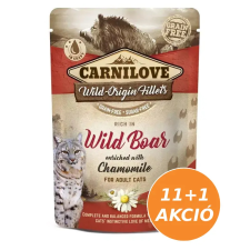 Carnilove Cat tasakos Wild Boar with Chamomile - Vaddisznó kamillával 12x85g macskaeledel