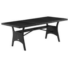 Casaria polyrattan kerti asztal fekete 190x90x75cm WPC asztallappal kerti bútor