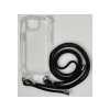 CASE AND PRO iPhone 15 Plus TPU+PC átlátszó tok, zsinórral, akasztóval, fekete (FEST-IPH15P-BK)