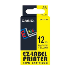 Casio Cimkéző, feliratozó szalag, 12 mm, sárga, XR 12 YW1 pénztárgépszalag