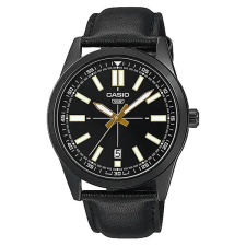  Casio MTP-VD02BL-1E férfi karóra, fekete bőr szíj, dátumkijelző karóra