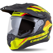 CASSIDA Road Runner TechniX enduro sisak fluo sárga-fekete-narancssárga-szürke bukósisak