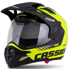 CASSIDA Tour 2.0 Dual enduro sisak fluo sárga-fekete, matt fekete sildel bukósisak