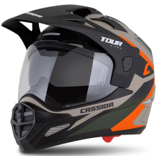 CASSIDA Tour 2.0 X-tra enduro bukósisak matt homokbarna-narancssárga-zöld-fekete bukósisak