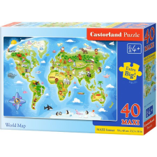 Castorland World Map 40 pcs Kirakós játék 40 db Rajzfilmek (040117) puzzle, kirakós
