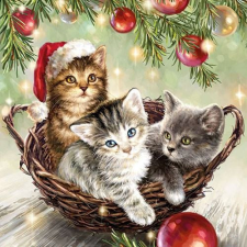 Cats in Basket papírszalvéta 33x33cm,20db-os papírárú, csomagoló és tárolóeszköz