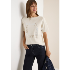 Cecil női póló, elegáns kivitelű, COZY CALM felirattal, világosszürke színből 324164-37089 női póló