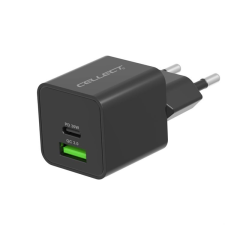 CELLECT Hálózati töltő adapter PD 30W / QC3.0 18W, Fekete mobiltelefon kellék